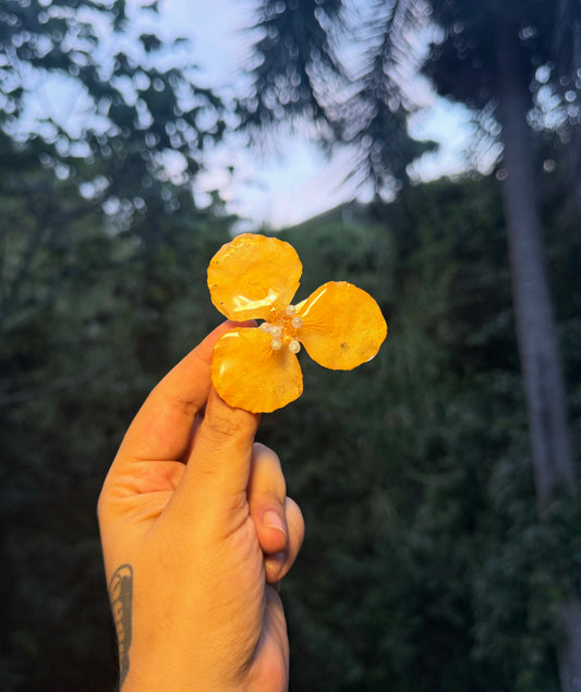 Clip de cabello flamboyan amarillo