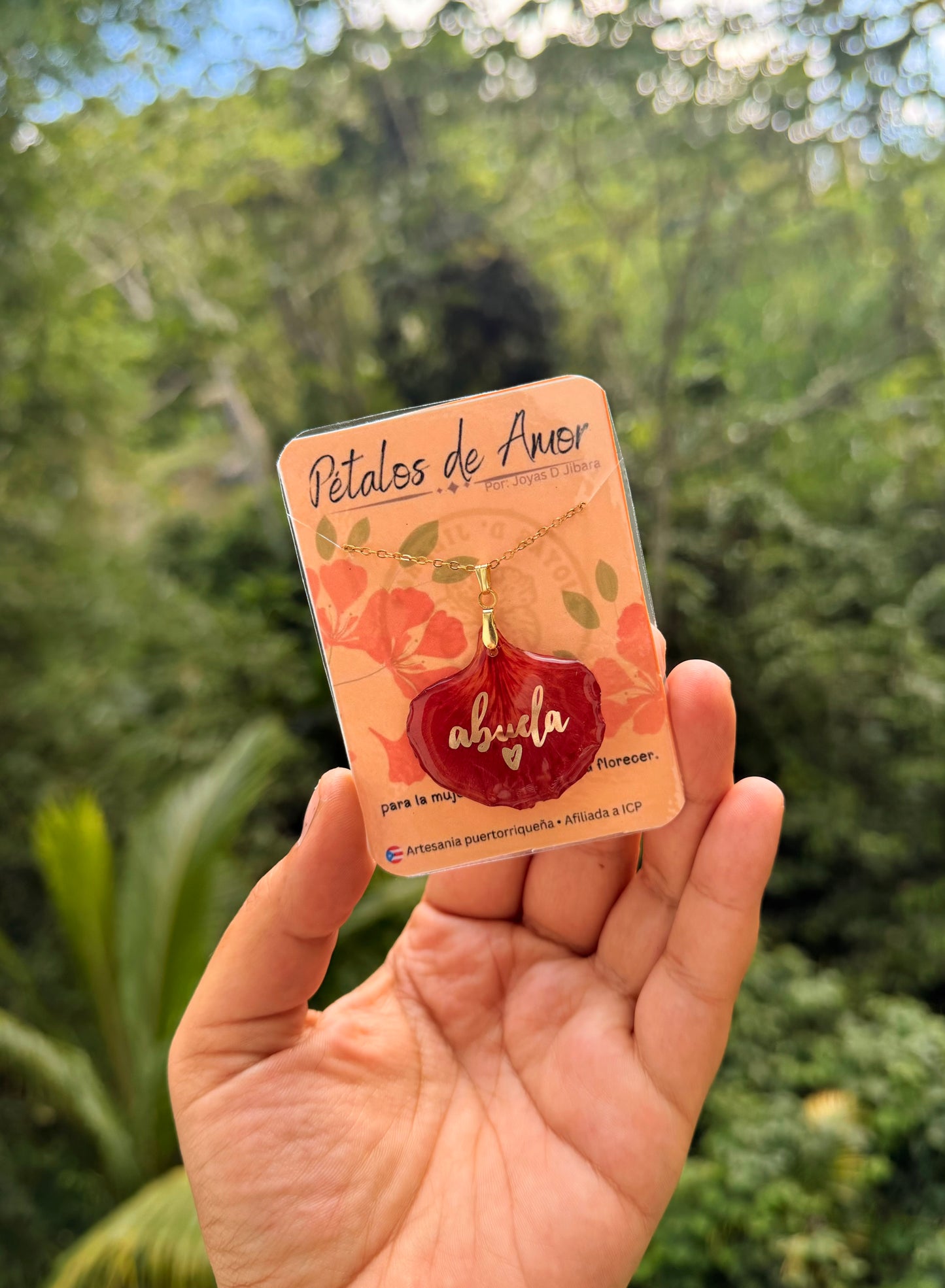 Collar “Abuela” petalo de amor flamboyan