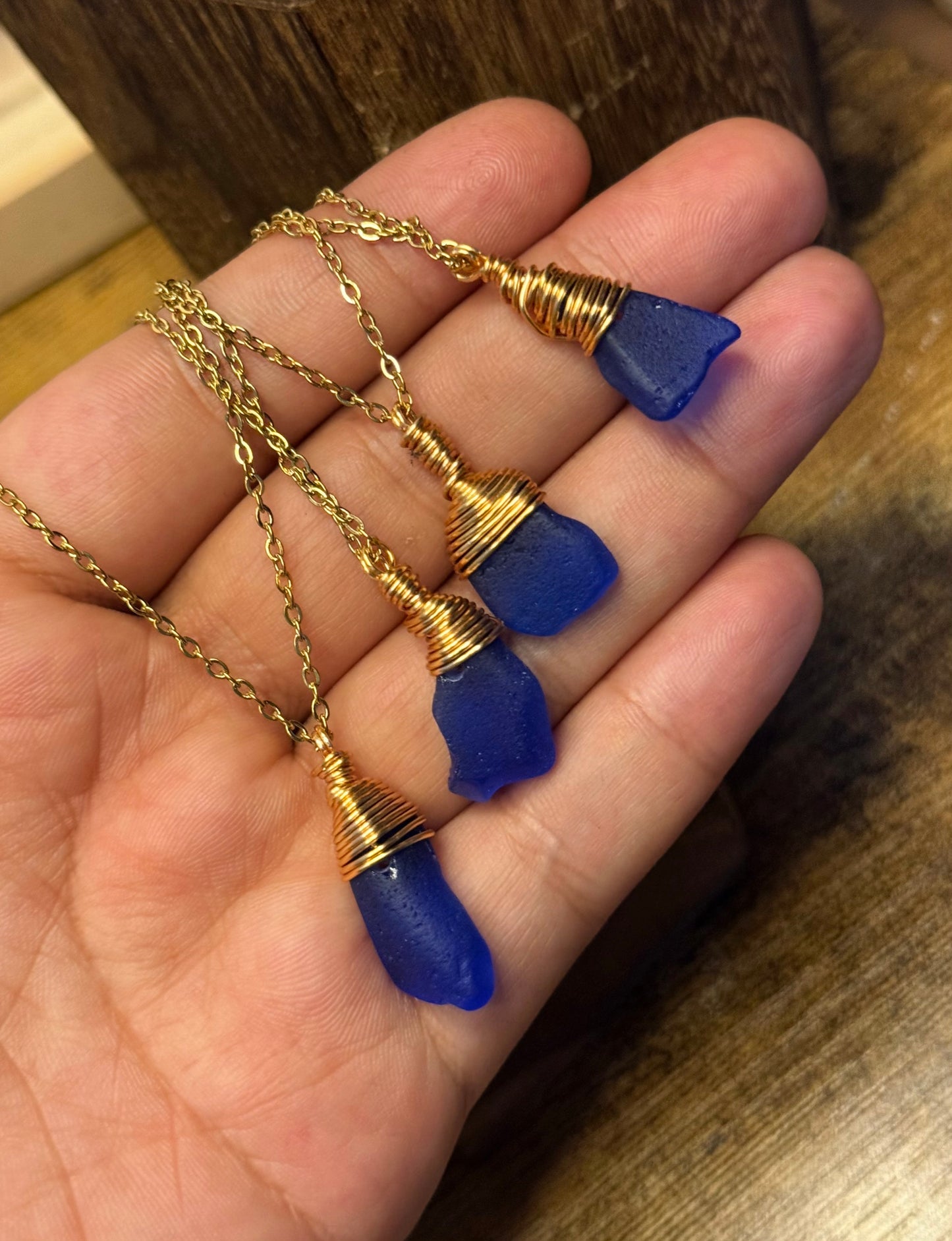 Cadena de Cristal marino azul